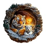 Holzpuzzle Erwachsene 3D Tiger Familie - 200 Teile Rundpuzzle Geschenkbox, Wanddekoration (Erwachsene/Kinder)