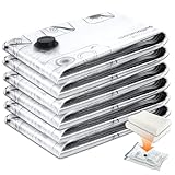 ETROBOT 6 Stück Vakuumbeutel für Kleidung (60x40cm) Kleideraufbewahrung & Organisation, Vacuum Bags Wiederverwendbar Vacuum Beutel Kleidung, für Bettdecken Bettwäsche Kissen Travel Essentials