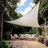 Sonnensegel Balkon Dreieck 4.8X4.8X4.8 M Creme, Premium HDPE UV Schutz Sonnenschutz Atmungsaktiv Wetterbeständig für Garten Balkon und Terrasse, Inkl Befestigungsseile
