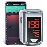HOLFENRY Bluetooth Pulsoximeter Fingeroximeter mit APP, Sauerstoffsättigung Messgerät Finger, Blutsauerstoffmessgerät Finger für Herzfrequenz, Kostenlose APP(Gray)
