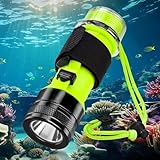 Kriogor Tauch Taschenlampe, 1500LM LED IPX8 Wasserdicht Unterwassersport Tauchgang Tauchlampe LED mit Akku, 3 Modi für Tauchen mit Handschlaufe (Schwarz)
