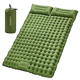 ERWEY Isomatte Selbstaufblasend 2 Personen 200x135 cm Ultraleicht Camping Isomatte Aufblasbar Luftmatratze Schlafmatte mit Fußpumpe Faltbar Schlafmatten mit Kissen