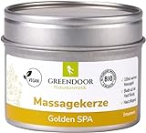 GREENDOOR Natur Massagekerze Golden SPA 100 ml, BIO Sojawachs + Bio Babassu entspannende ätherische Öle, vegan, rußt nicht, natürlich ohne Tierversuche, Geschenke Massage-öl Naturkosmetik