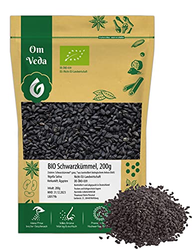 Schwarzkümmel BIO Echter Schwarzkümmelsamen ganz aus Ägypten 200g Nigella Sativa | Organic Bio-zertifiziert DE-ÖKO-039 | Für Küche, Tee und Öl