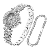 VALICLUD Damenuhr Voller Diamanten Frauen Uhren Armband Für Frauen Paar Silberne Kleiderarmbanduhr Golduhr Damen Damenuhren Weiße Uhren Für Damen Weibliche Manschettenuhr Quarzwerk