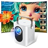 【Native 1080P&Electric Focus】Mini Beamer with 5G WiFi6 BT 5.0 , Portable Projektor HD 1080P Biemer, Smart Projector Auto Horizontal Correction,Beamer Handy Outdoor Movie Projector Compatible with iOS/