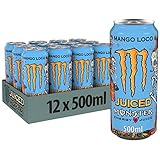 Monster Energy Mango Loco - koffeinhaltiger Energy Drink mit tropischem Fruchtgeschmack aus Mango, Guave und Ananas - in praktischen Einweg Dosen (12 x 500 ml)