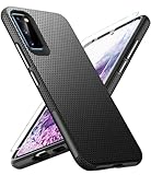 Handyhülle für Samsung Galaxy S20 Hülle mit Schutzfolie, Stoßfest Bumper Kratzfestigkeit rutschfest Schutzhülle Galaxy S20 Schwer Silikon Armor für Samsung S20 Case Cover Tasche (Schwarz)