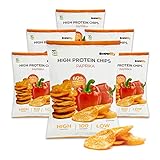Supplify Protein Chips (Paprika, Vegan) - Eiweiß Snack zum Abnehmen oder Muskelaufbau - die leckere Alternative zu Protein-Pulver oder -Riegel (6x50g)