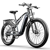 Shengmilo E Bike Herren Elektrofahrrad 26 Zoll E-Mountainbike Vollfederung E-Bike 48V 17.5Ah Akku 7 Gang Schaltwerk Pedelec Elektrisches Fahrrad mit Fat Tire, hydraulische Scheibenbremsen