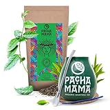 Pachamama Guayusa Tee Zubehör Set 100g | Pachamama Pure 0,1kg | Bio Ilex Guayusa aus Ecuador| Schwester von Yerba Mate Tee | Kalebasse | Bombilla