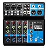 MINRS Mini Audio DJ Mixer Soundboard Console System 5 Kanal Stereo Sound Mischkonsole DJ-Aufnahme-Mixer Soundboard-Mischpult USB Bluetooth MP3 48V Phantomspeisung