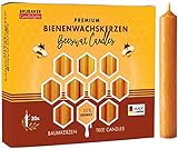 BRUBAKER 20er Pack Baumkerzen 10% Bienenwachs Weihnachtskerzen Pyramidenkerzen Christbaumkerzen Honig-Gelb