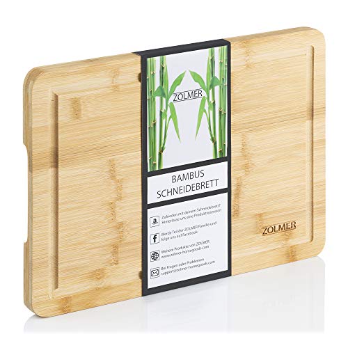ZOLMER® Profi Schneidebrett aus Bambus - 33 x 24 x 2 cm - Hochwertiges und stabiles Küchenbrett aus Holz - Holzbrett - Cutting Board - Chopping Board