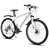 Hiland 27,5 Zoll Mountainbike 21-Gang MTB Aluminiumrahmen Scheibenbremse Speichenräder Jugendliche Fahrad Herr Damen Einteiliges Fahrradrad weiß