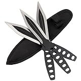 BSH Adventure Wurfmesser Set mit Holster aus Cordura - 3 Stück - Full Tang Glatter Klinge - Edelstahl 420 - Messergewicht 80 g - Gesamtlänge 22,8 cm
