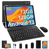 SEBBE Tablet PC 10 Zoll Android 13 12GB RAM + 128GB ROM (1TB TF) Octa-Core 2.0 GHz, | Bluetooth 5.0 | 5G WLAN | 6000mAh | 1280 * 800 | 5MP+8MP, mit Tastatur und Maus Schwarz
