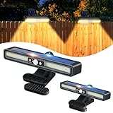 PEAKRO Solarlampen für Außen, 2 Stück Clip-on Solarleuchte mit Bewegungsmelder, 3 Modi LED Solarleuchten für Außen, IP65 Wasserdichte Solar Light für Garten Zäune Dachrinnen Warmes Licht Beleuchtung