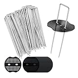 ASOPFYUM Unkrautvlies Haken, Erdhaken 50 Stück + 50 Stück Unterlegscheiben (150 x 40mm, Ø2,5mm) Anti Rost Verzinkte Bodenanker, Erdnägel aus Stahl im Set zur Befestigung von Unkrautflies
