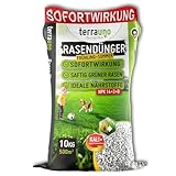 TerraUno Rasendünger Frühjahr/Sommer I Sofortwirkung für saftiges grün I 10 kg für 500 m² I gesunder Rasen verdrängt Moos und Unkraut I NPK Dünger Rasen I Gegen Trockenstress I Für den Streuwagen