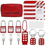 KIKAPA Lockout-Tagout-Set, Nylonbänder, Sicherheits-Vorhängeschlösser mit Nummer, Gruppenverriegelung, Universal-Set mit roter Tasche, einfach zu bedienen