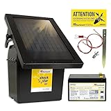 horizont Weidezaungerät Solar 9 V / 12 V - shockstar S70 inklusive 10 W Solarpanel und 12 Ah Akku - für Zaunlängen bis zu 12 km, 11.500 V maximale Spannung - mit 3 stufiger LED-Anzeige