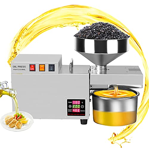 TAISK Ölpressmaschine, 1200 W kommerzielle Heiß- und Kaltölpresse für Kokosnuss-Erdnuss-Sonnenblumen-Walnuss-Bohnen-Sesamsamen, Digitale Temperaturregelung, 8–13 kg/h, 24-Stund