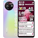 OSCAL Tiger 12 Smartphone ohne Vertrag 24GB + 256GB / 1TB TF, 6.78 Zoll FHD+ 120Hz Android Handy 33W Schnellladen 5000 mAh, Dual SIM Smartphone 64MP Kamera, Face ID, Fingerabdruck, NFC, Violett