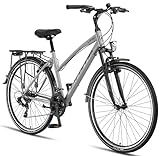 Licorne Bike Premium Trekking Bike in 28 Zoll - Fahrrad für Jungen, Mädchen, Damen und Herren - Shimano 21 Gang-Schaltung - Mountainbike - Crossbike - Life-L-V - Grau/Schwarz