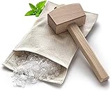 Movein Lewis Bag and Manueller Eisbrecherhammer,Wiederverwendbarer Crushed Ice Bag aus Baumwolle mit Holzzubehör Bar Kitchen Accessory Kit für Crushes Ice Dried Ice. (2 pcs)