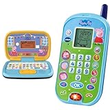 VTech Peppas Lernlaptop – Lerncomputer mit ABC-Tastatur & Peppas Lerntelefon – Mit den Originalstimmen aus der Peppa Pig Serie und spannenden Lernspielen – Für Kinder von 2-5 Jahren