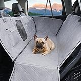 EDWINENE Auto-Rücksitzbezug für Hunde — Kratzfeste rutschfeste Autoschondeck, Hundedecke Auto Rückbank mit Sichtfenster und Seitenschutz