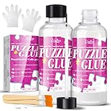 Limino Puzzlekleber mit Applikator - Transparenter Puzzle Kleber Set mit 2 Pinseln, Ungiftig, Schnelltrocknend, Langanhaltend, Klarer Puzzle-Versiegler für Verschiedene Puzzle-Rahmen bis 5000 Teile
