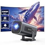 Polocsh Mini Beamer, Beamer 4k Unterstützt 1080P Full HD, Mini Projektor mit Android11.0, WLAN6 und BT5.2, Mini Beamer Handy Auto Keystone, 180° Drehung Projektor 4k für Handy Phone/Laptop, Eisengrau