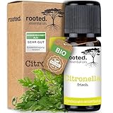 rooted.® BIO Citronellaöl [100% NATURREIN] - Cymbopogon winterianus - Ätherisches Öl für Aromatherapie, Duftlampe, Diffusoren, Raumduft, Duftkerzen und -Seifen (10ml)