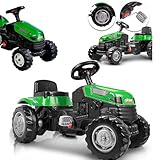 COIL Trettraktor, Rutscherauto Kindertraktor, Tretfahrzeug, Aufsitz-Trettraktor, Hupe, 6-stufige Sitzverstellung, maximale Belastung 50 kg (Grün)
