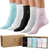 Klenton 5 Paar Bambussocken für Damen Knöchelhoch, bequeme atmungsaktive Damensocken aus Bambus mit Komfort-Bund, Komfort-Zehennaht, verstärkter Ferse, maschinenwaschbar, EU-Größe 37-42, 5er-Set