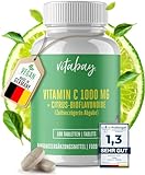 Vitabay Vitamin C hochdosiert 1000mg + Bioflavonoide VEGAN - 180 Ascorbinsäure Vitamin C Tabletten natürliches Vitamin C gepuffert 1000mg - Hochdosiertes gepuffertes Vitamin Vit C Kapseln C+ natürlich