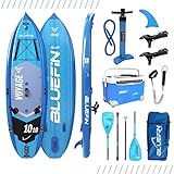 Bluefin SUP Voyage 10'10 Paket mit Kühlbox | Das ultimative aufpumpbare Stand-Up-Paddleboard | Zusätzliche Stabilität | 20% breiter | Seitenschienen | 2X Angelrutenhalterungen | 5 Jahre Garantie