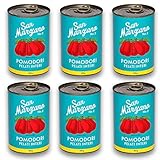 DELICRET - 6x 400g - San Marzano Tomate aus Kampanien'Das rote Gold' | Ganze, geschälte Tomaten im eigenen Saft | +GRATIS DELICRET Oma Rezepte | Zutaten je Dose: Tomaten (65%), Tomatensaft)