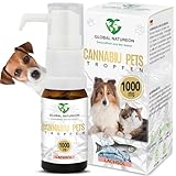GLOBAL NATUREON Cannabiu Pets Lachsöl & Hanföl aus Samen für Hunde und Katzen 1000mg, Tropfen für Wohlbefinden und EIN glänzendes Fell (30ml)