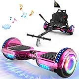 GeekMe 6.5' Hoverboards mit Sitz,Hoverboards und Kart für Kinder,Hoverboards mit Bluetooth-Lautsprecher,Schöne LED-Leuchten,Geschenk für Kinder