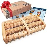 TheraFlow Fußmassagerolle fur Plantarfasziitis Holz inkl. Fußreflexzonenkarte - Fußmassagegerät, Fußmassage Fersensporn Massagegerät für Füße, Fußreflexzonenmas und Fußschmerzlinderung