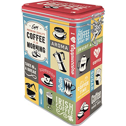 Nostalgic-Art 31115 Retro Kaffeedose Coffee Collage – Geschenk-Idee für Kaffee-Liebhaber, Blech-Dose mit Deckel, Vintage Design, 1,3 l