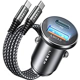 LISEN 54W Zigarettenanzünder USB C PD&QC3.0 12V USB Adapter Auto Ladegerät mit 60W Kabel Metall USB Zigarettenanzünder Adapter KFZ Ladegerät USB C für iPhone 16 Pro Max 15 Samsung S25 Ultra IPad