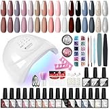 U V Gel Nagellack Set, VANREESA 16 Farben Gelnägel Kit mit 48W U V/ LED Nagellampe Rosa Weiß Blau U V Gelnagellack Starterset Gel Farblack für Nägel Maniküre Starter Set