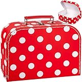 alles-meine.de GmbH kleine Kinder - Koffer Verschiedene Größen frei wählbar MITTEL - Punkte rot & weiß - 26 cm - ideal für Spielzeug und als Geldgeschenk - Pappkoffer - Puppe..