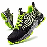 CYKYGGO Arbeitsschuhe Herren Sicherheitsschuhe Damen Leicht Sportlich Stahlkappe mit Dämpfung Stahlkappenschuhe rutschfest Atmungsaktiv Sneaker Grün 42
