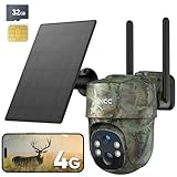 GNCC 4G LTE Solar Wildkamera mit Bewegungsmelder, Akku Überwachungskamera mit SIM Karte & SD Karte,Wildkamera mit Handyübertragung App Kabellos mit 2K Farb-Nachtsicht,355° Schwenkbar,IP66 Wasserdicht