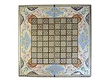 Backgammon | Schachbrett | Holz | Koffer | Handgefertigt | Handbemalt | Blumen Design | 50 * 50 * 4 cm | Inklusive Koffer, Würfel & Steine | BGZW56A08